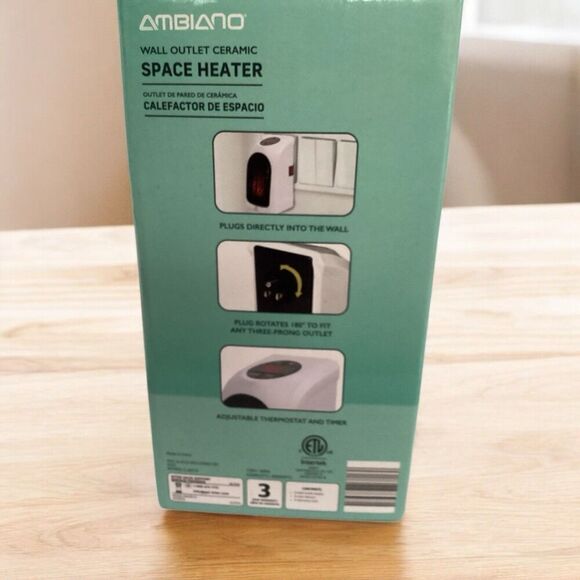 Wall Outlet Plug-in Small Room Ceramic Space Heater By Ambiano Digital LED - Picture 3 of 4